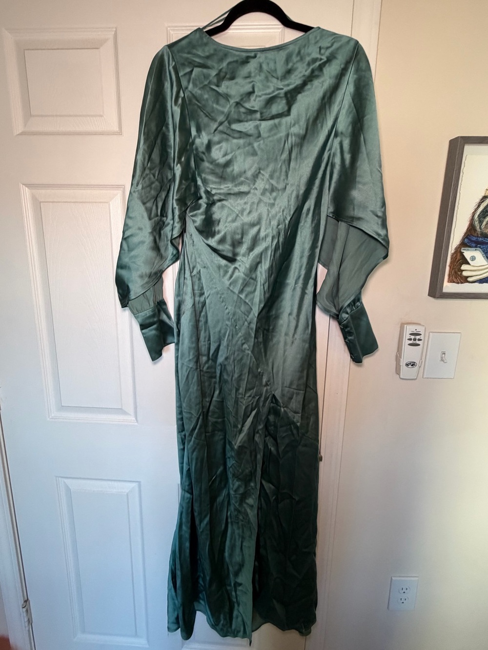 & Other Stories Long Sleeve Teal Satin Maxi Dress Size 6 - Picture 3 of 8